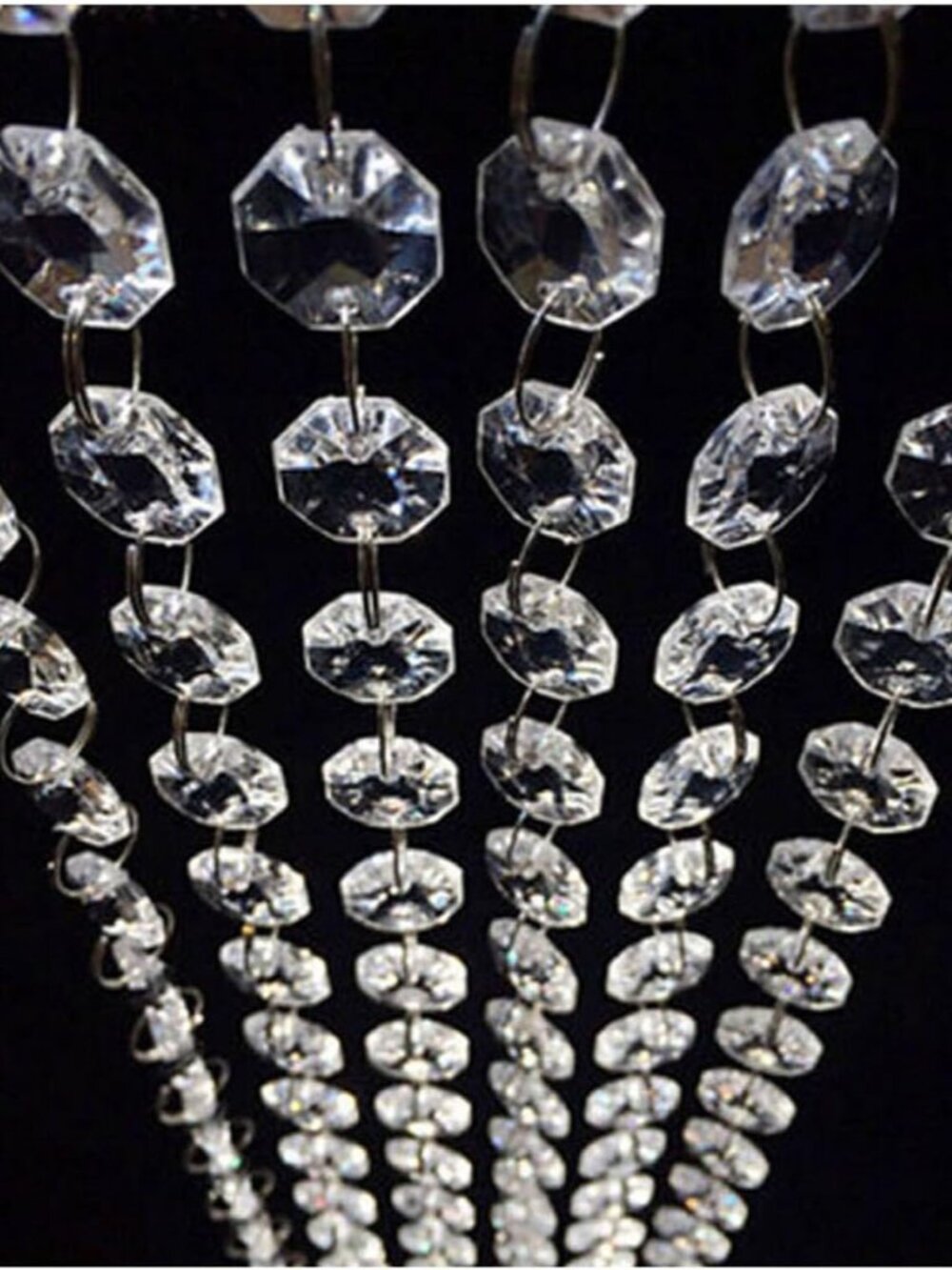 99FT Clear Acrylic Crystal Garland Strands Hanging Chandelier Bead Chain Ornamen